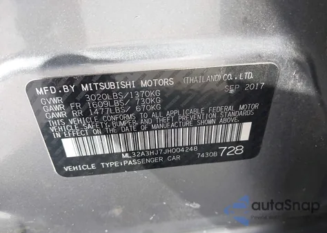 2018 Mitsubishi Mirage Es from USA, damaged, VIN ML32A3HJ7JH004248